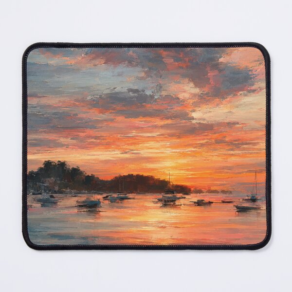 Item preview, Impressionist Vibrant Sunest with Sailboats designed and sold by Paper&Palette.