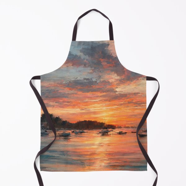 Item preview, Impressionist Vibrant Sunest with Sailboats designed and sold by Paper&Palette.