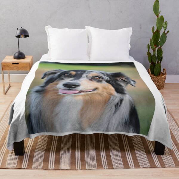 Item preview, Happy Blue Merle Australian Shepherd Portrait designed and sold by VanGaldo.