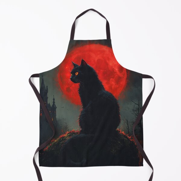 Item preview, Gothic Black Cat Halloween Blood Moon Haunted Castle Art designed and sold by GrinGalore.