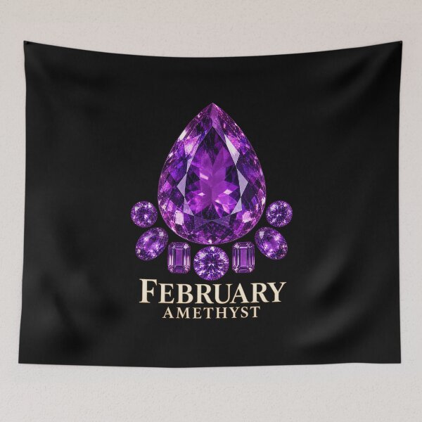 Item preview, BIRTHSTONE COLLECTION ⭐ PORTRAIT - FEBRUARY • AMETHYST •  Modern designed and sold by WheelieGdArt.