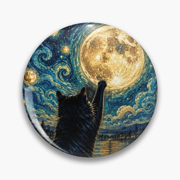 Item preview, Vintage Gothic Black Cat Starry Night Van Gogh designed and sold by legendaryskins.