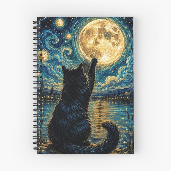 Item preview, Vintage Gothic Black Cat Starry Night Van Gogh designed and sold by legendaryskins.