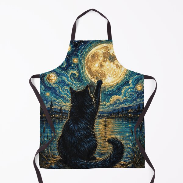 Item preview, Vintage Gothic Black Cat Starry Night Van Gogh designed and sold by legendaryskins.