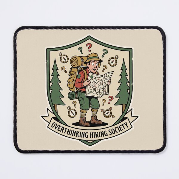 Item preview, Overthinking Hiking Society Lost Hiker Badge Art designed and sold by Rare By Hero.