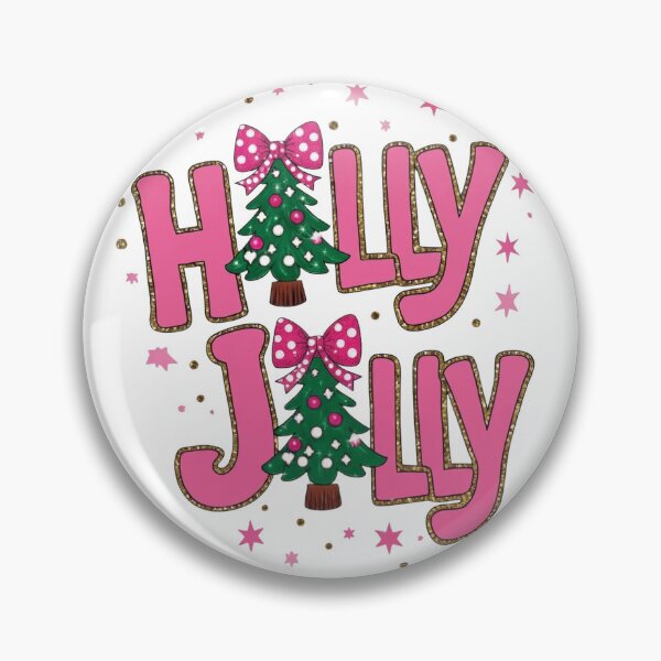 Item preview, Holly Jolly" Pink and Gold Glitter Christmas Typography Graphic designed and sold by CreativeNest Prints.