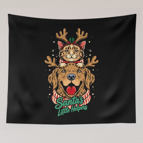 Item preview, Santa's Little Helpers Christmas Dog and Cat Reindeer Design designed and sold by phsycartwork.