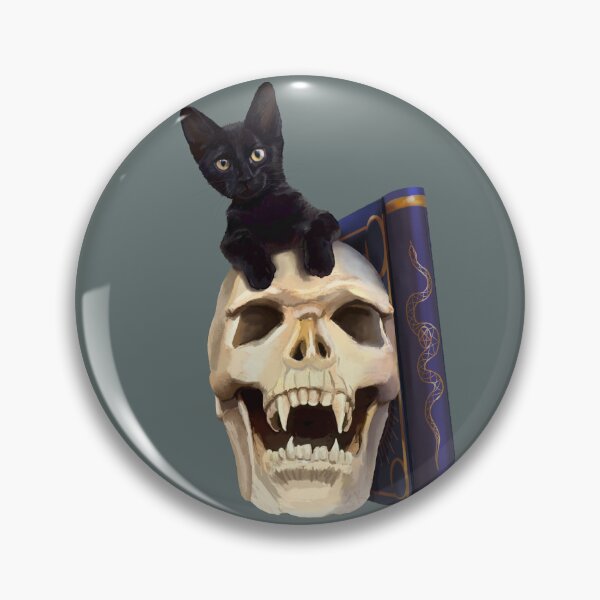 Item preview, Spooky Cute Black Cat and Skull designed and sold by Jeanette Koch.