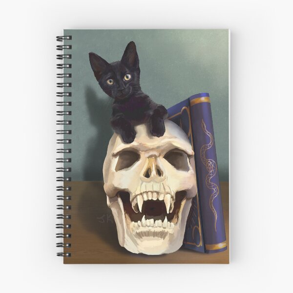 Item preview, Spooky Cute Black Cat and Skull designed and sold by Jeanette Koch.