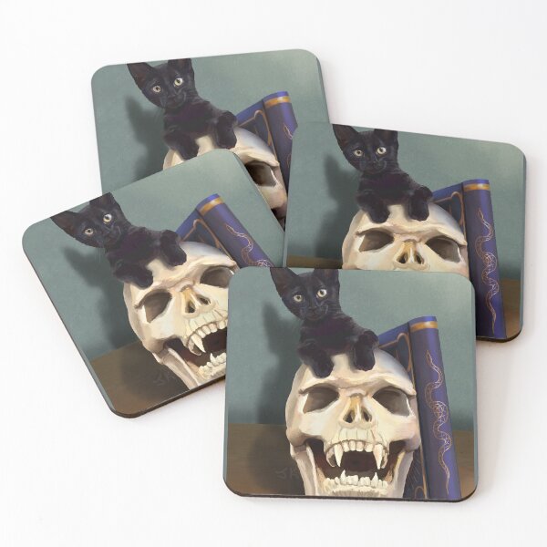 Item preview, Spooky Cute Black Cat and Skull designed and sold by Jeanette Koch.