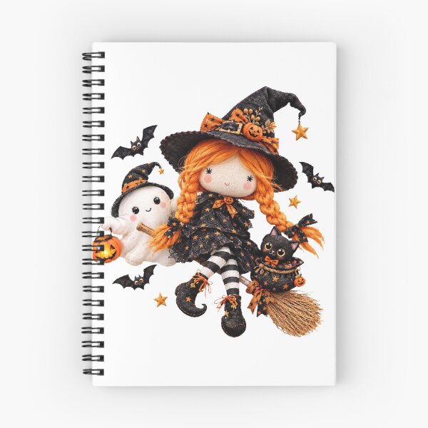 Item preview, Kawaii Witch Girl on Broom with Cute Ghost Black Cat and Pumpkin - Halloween PNG designed and sold by HoMya.