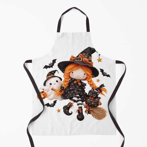 Item preview, Kawaii Witch Girl on Broom with Cute Ghost Black Cat and Pumpkin - Halloween PNG designed and sold by HoMya.