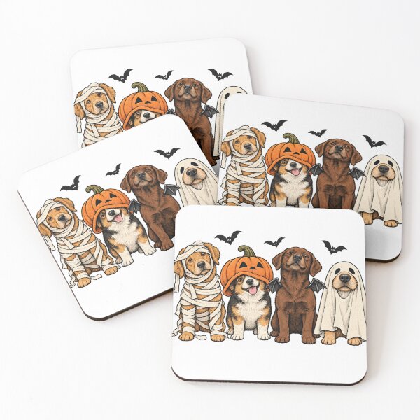 Item preview, Cute Halloween Dogs in Mummy, Pumpkin, Bat and Ghost Costumes designed and sold by pinkaesthetik.