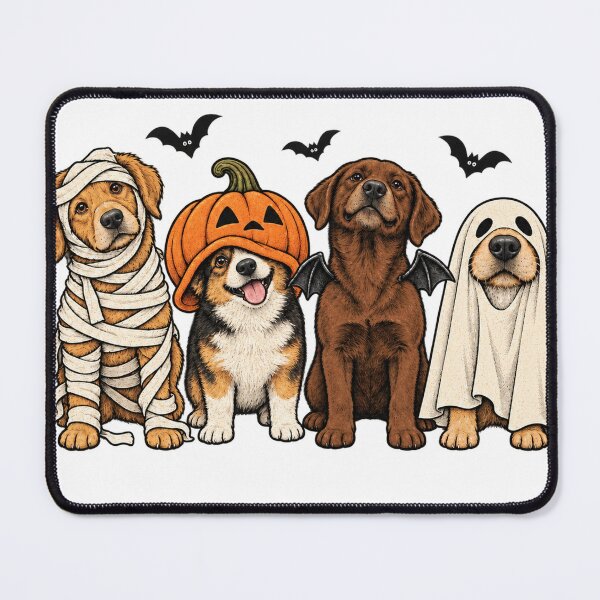 Item preview, Cute Halloween Dogs in Mummy, Pumpkin, Bat and Ghost Costumes designed and sold by pinkaesthetik.