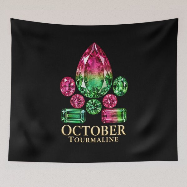 Item preview, BIRTHSTONE COLLECTION ⭐ PORTRAIT - OCTOBER • TOURMALINE • Modern designed and sold by WheelieGdArt.
