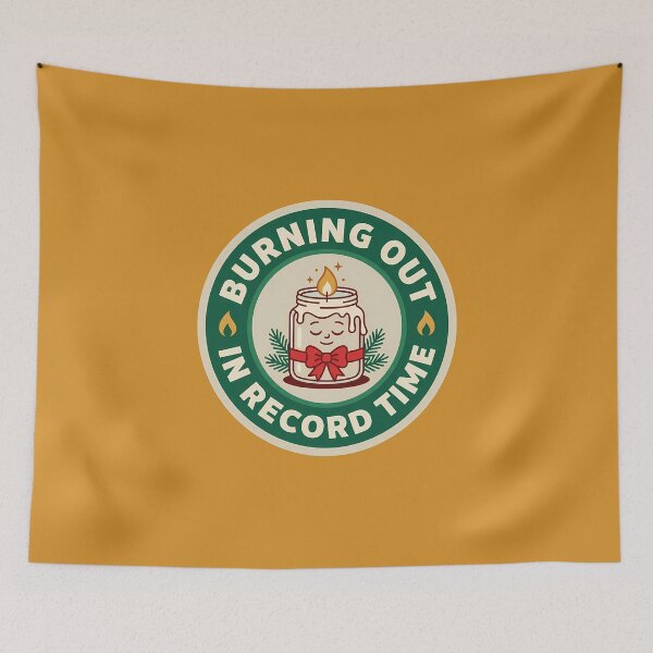 Item preview, Burning Out In Record Time Holiday Candle Badge designed and sold by DripCultureLab.