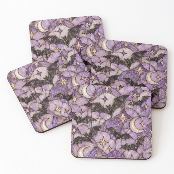 Item preview, Purple Gothic Stained Glass Bat Pattern designed and sold by AurelleDesign.