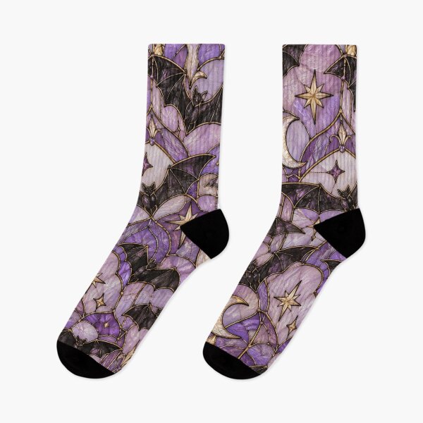 Item preview, Purple Gothic Stained Glass Bat Pattern designed and sold by AurelleDesign.