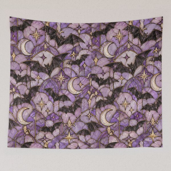 Item preview, Purple Gothic Stained Glass Bat Pattern designed and sold by AurelleDesign.