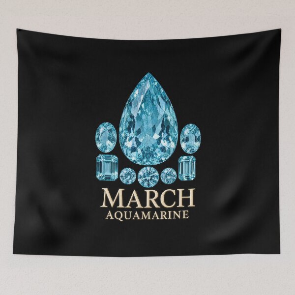 Item preview, BIRTHSTONE COLLECTION ⭐PORTRAIT - MARCH • AQUAMARINE • Modern designed and sold by WheelieGdArt.