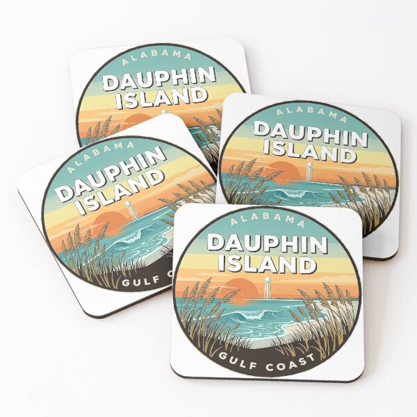 Item preview, Dauphin Island Alabama Sunset Beach Sea Oats Round Badge Sticker designed and sold by DetourDgn.