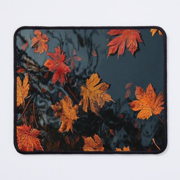 Item preview, Autumn Maple Leaves Floating on Dark Water — Moody Fall Foliage Art designed and sold by LYAN-STORE.