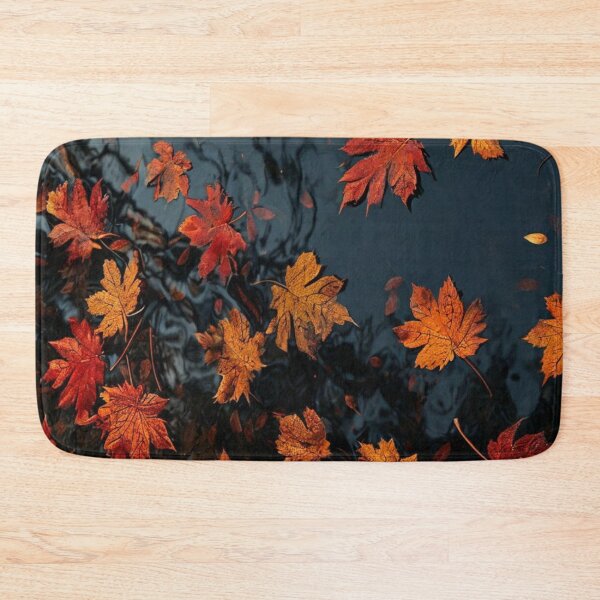 Item preview, Autumn Maple Leaves Floating on Dark Water — Moody Fall Foliage Art designed and sold by LYAN-STORE.