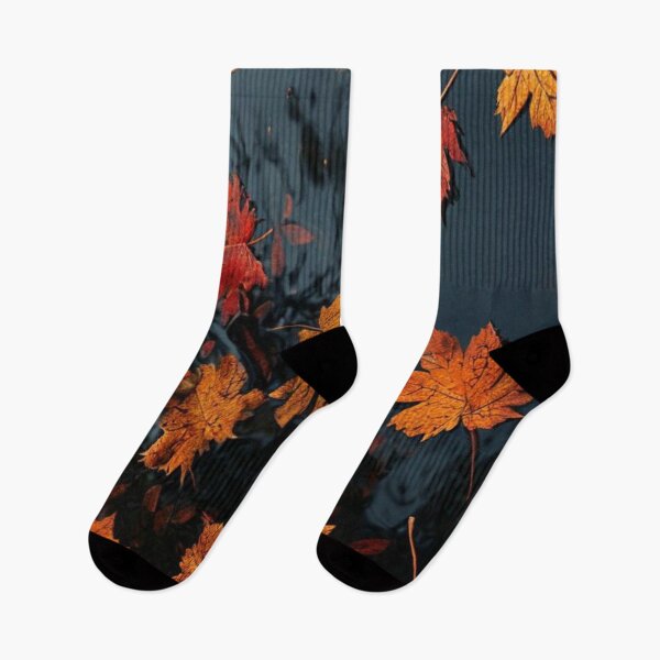 Item preview, Autumn Maple Leaves Floating on Dark Water — Moody Fall Foliage Art designed and sold by LYAN-STORE.