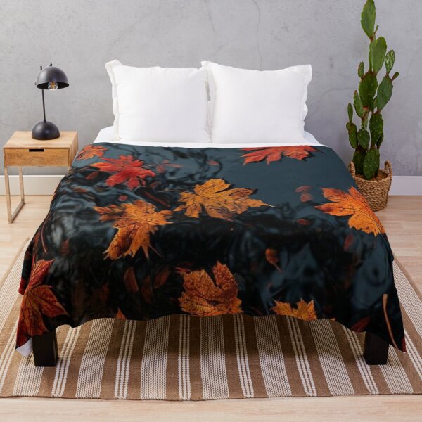 Item preview, Autumn Maple Leaves Floating on Dark Water — Moody Fall Foliage Art designed and sold by LYAN-STORE.