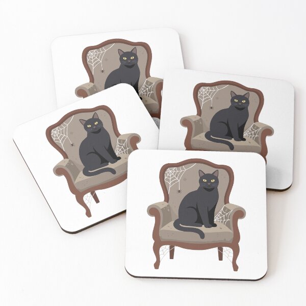 Item preview, Spooky Black Cat in Haunted Vintage Armchair Halloween Art designed and sold by fadiyahmp.