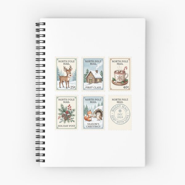 Item preview, Merry Mail Winter Woodland Faux Postage Stamps Cute Holiday Pen Pal Envelope Stickers designed and sold by joy-Moons.