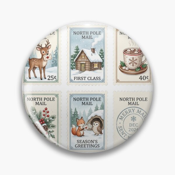 Item preview, Merry Mail Winter Woodland Faux Postage Stamps Cute Holiday Pen Pal Envelope Stickers designed and sold by joy-Moons.