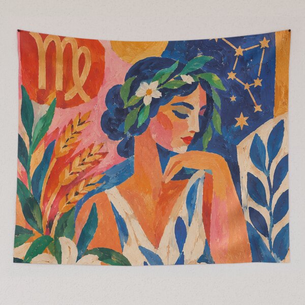 Item preview, Virgo Zodiac Painting – Mystical Maiden Cosmic Art designed and sold by GalleryKauffeld.