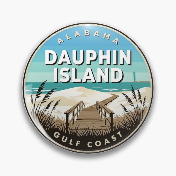 Item preview, Dauphin Island Alabama Dune Boardwalk Beach Round Badge Sticker designed and sold by DetourDgn.