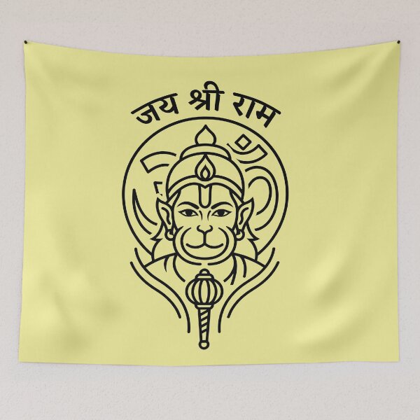 Item preview, Minimal Hanuman Line Art with Gada designed and sold by hutofdesigns.