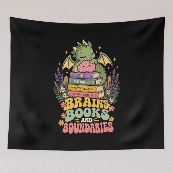 Item preview, Brains Books And Boundaries Cute Dragon Psychology Graphic designed and sold by Whirx.