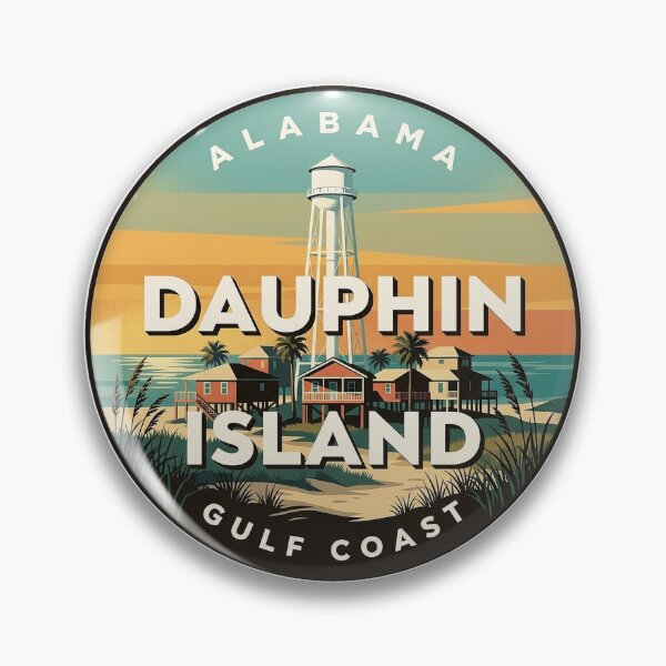 Item preview, Dauphin Island Alabama Water Tower Beach Cottages Badge Sticker designed and sold by DetourDgn.