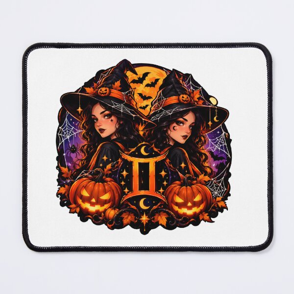 Item preview, Gemini Twin Witches Halloween Art designed and sold by Zodiac Celestial Art.