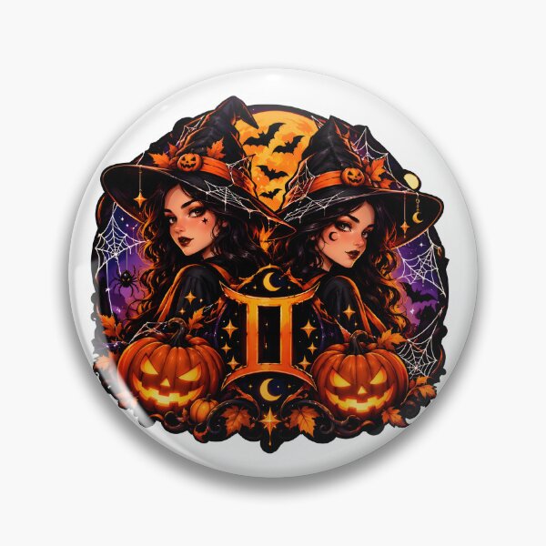 Item preview, Gemini Twin Witches Halloween Art designed and sold by Zodiac Celestial Art.