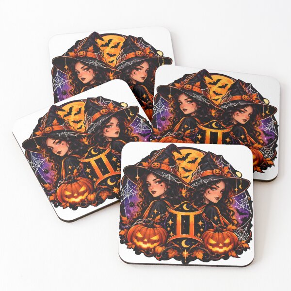 Item preview, Gemini Twin Witches Halloween Art designed and sold by Zodiac Celestial Art.