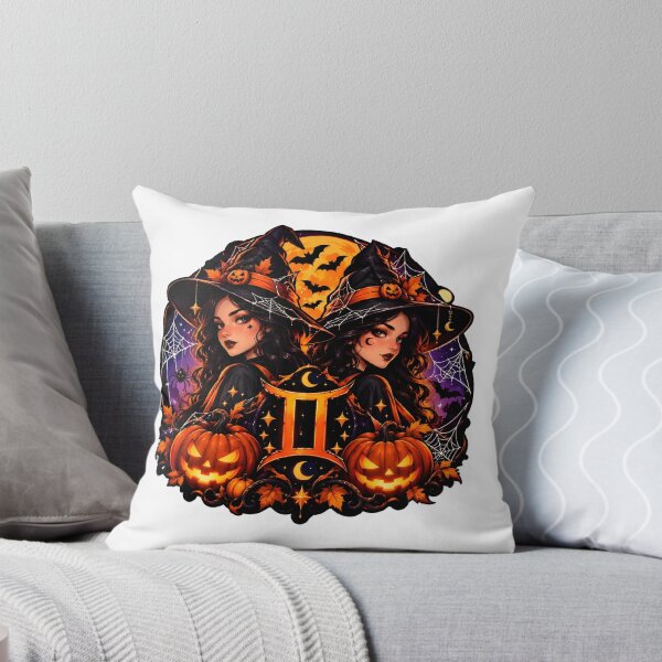 Item preview, Gemini Twin Witches Halloween Art designed and sold by Zodiac Celestial Art.