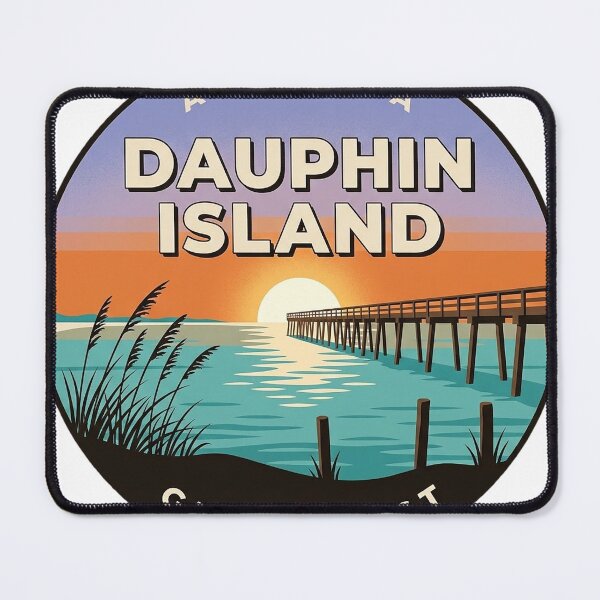 Item preview, Dauphin Island Alabama Fishing Pier Sunset Round Badge Sticker designed and sold by DetourDgn.