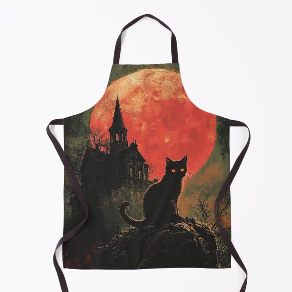 Item preview, Goth Black Cat Blood Moon - Gothic Haunted House Hallowenn Art designed and sold by GrinGalore.