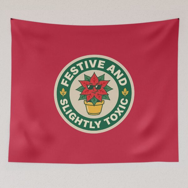 Item preview,  Festive And Slightly Toxic Funny Poinsettia Badge designed and sold by DripCultureLab.
