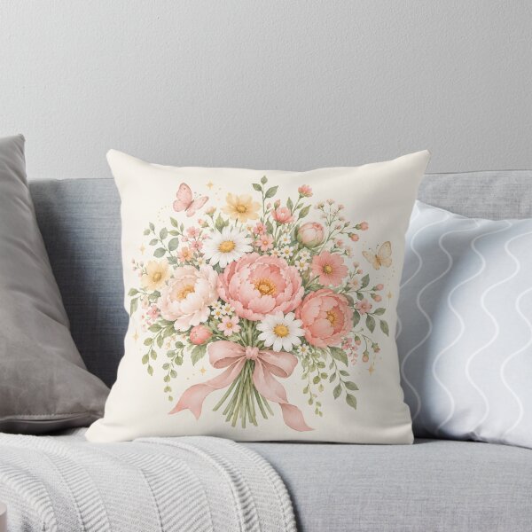 Item preview, Romantic Peony Wildflower Bouquet – Cottagecore Watercolor Floral with Butterflies designed and sold by looplandger.