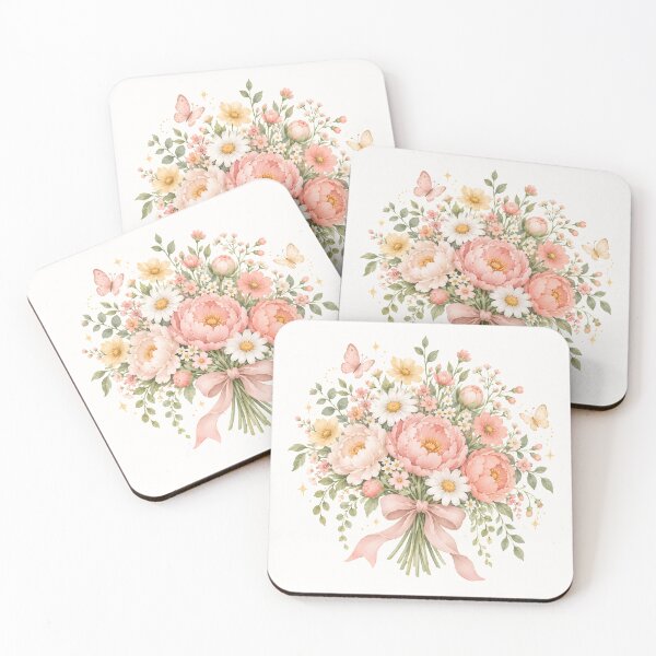 Item preview, Romantic Peony Wildflower Bouquet – Cottagecore Watercolor Floral with Butterflies designed and sold by looplandger.
