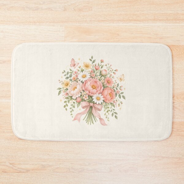 Item preview, Romantic Peony Wildflower Bouquet – Cottagecore Watercolor Floral with Butterflies designed and sold by looplandger.