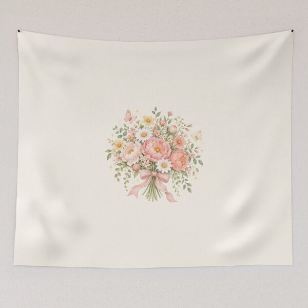 Item preview, Romantic Peony Wildflower Bouquet – Cottagecore Watercolor Floral with Butterflies designed and sold by looplandger.