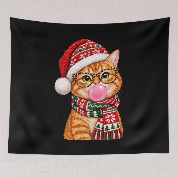 Item preview, Christmas Tabby Cat Bubblegum Glasses Festive Xmas Graphic designed and sold by Whirx.