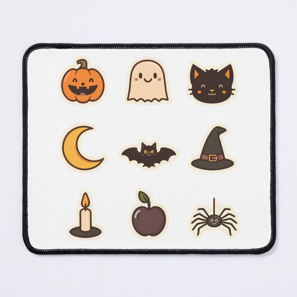 Item preview, Minimalist Halloween Sticker Pack – Simple Cute Pumpkin, Ghost, Black Cat Face, Bat, Witch Hat, Dark Apple & Spider Icons designed and sold by abdelski.